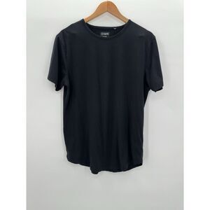 Cuts‎ Short Sleeve Curved Hem Black Tee Shirt Men's Size Large